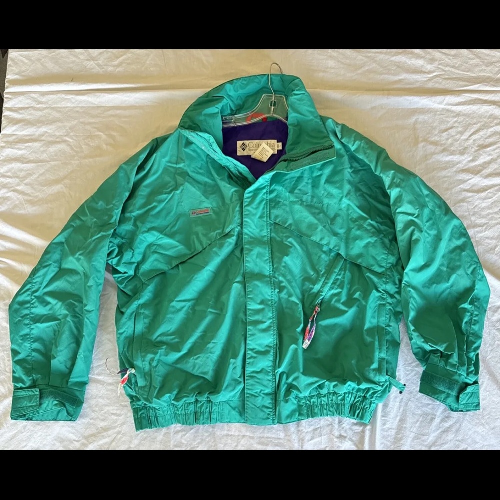 Vintage 90s Columbia Whirlibird Jacket Teal Purple Size L Retro Coat